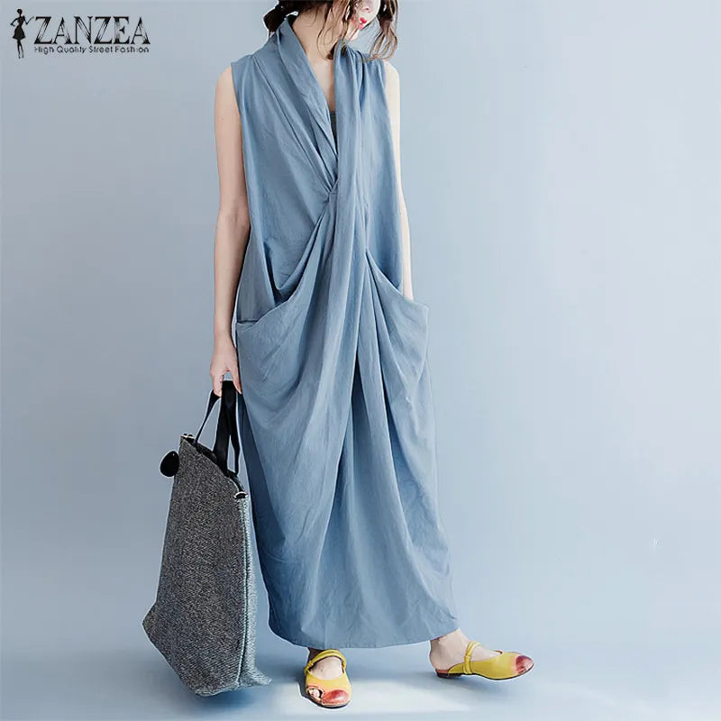 SARNAYA Oversize  Asymmetrical Maxi Dress Summer